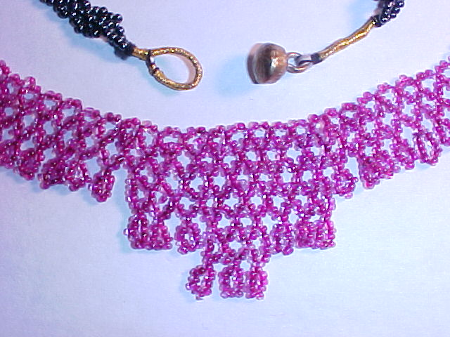a closeup of Nepalese beadwork and clasp